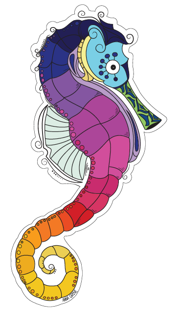 Rainbow Seahorse Sticker